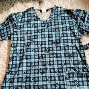 Blue Dogs And Cat Scrub Sz L